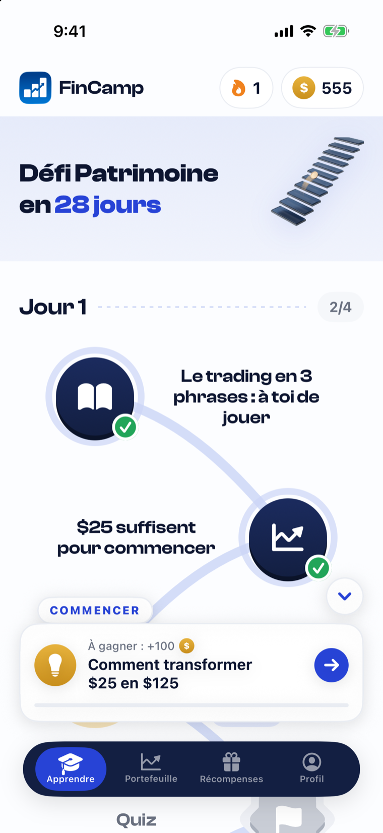 Parcours de leçons quotidiennes FinCamp