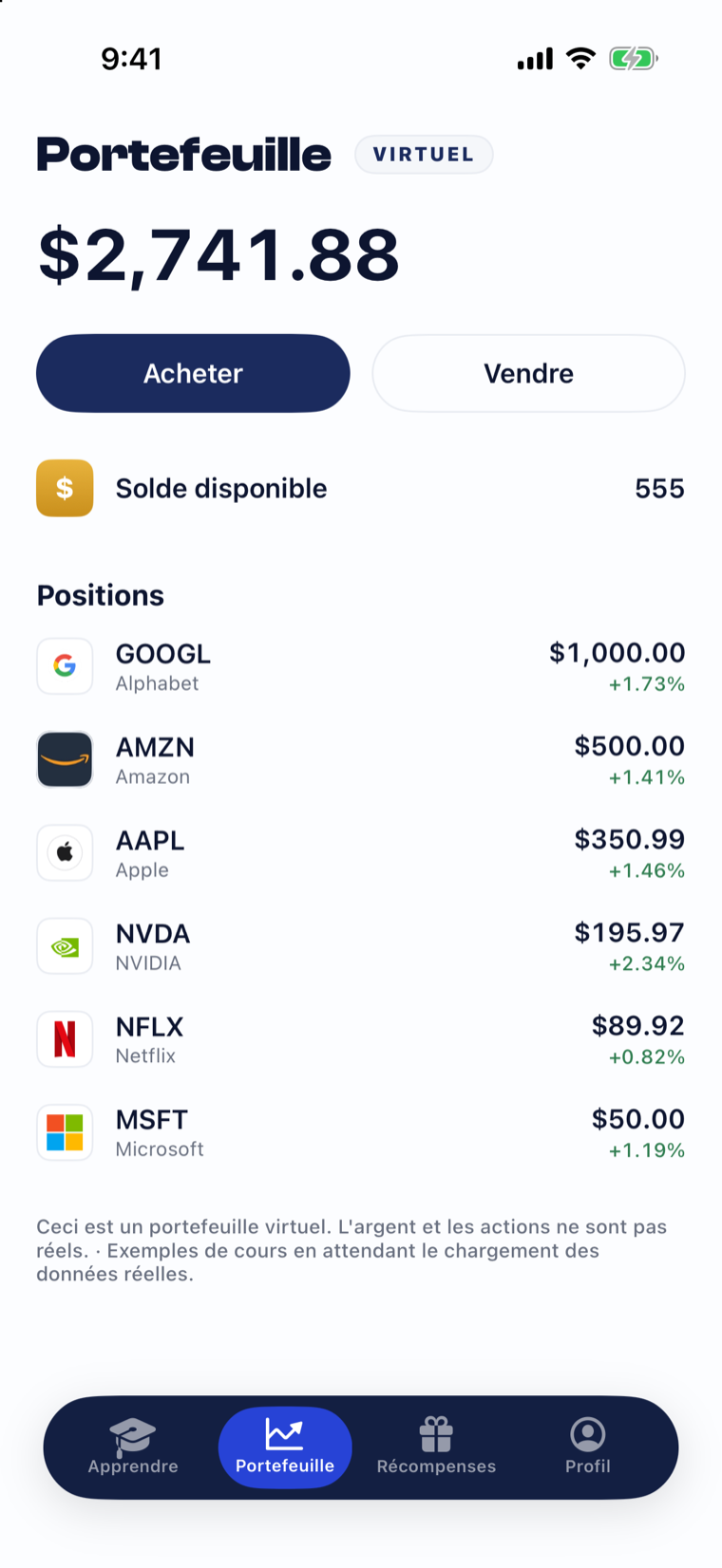 Portefeuille virtuel FinCamp